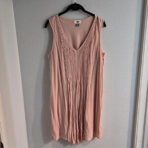 Pink Sleeveless Pleated Dress